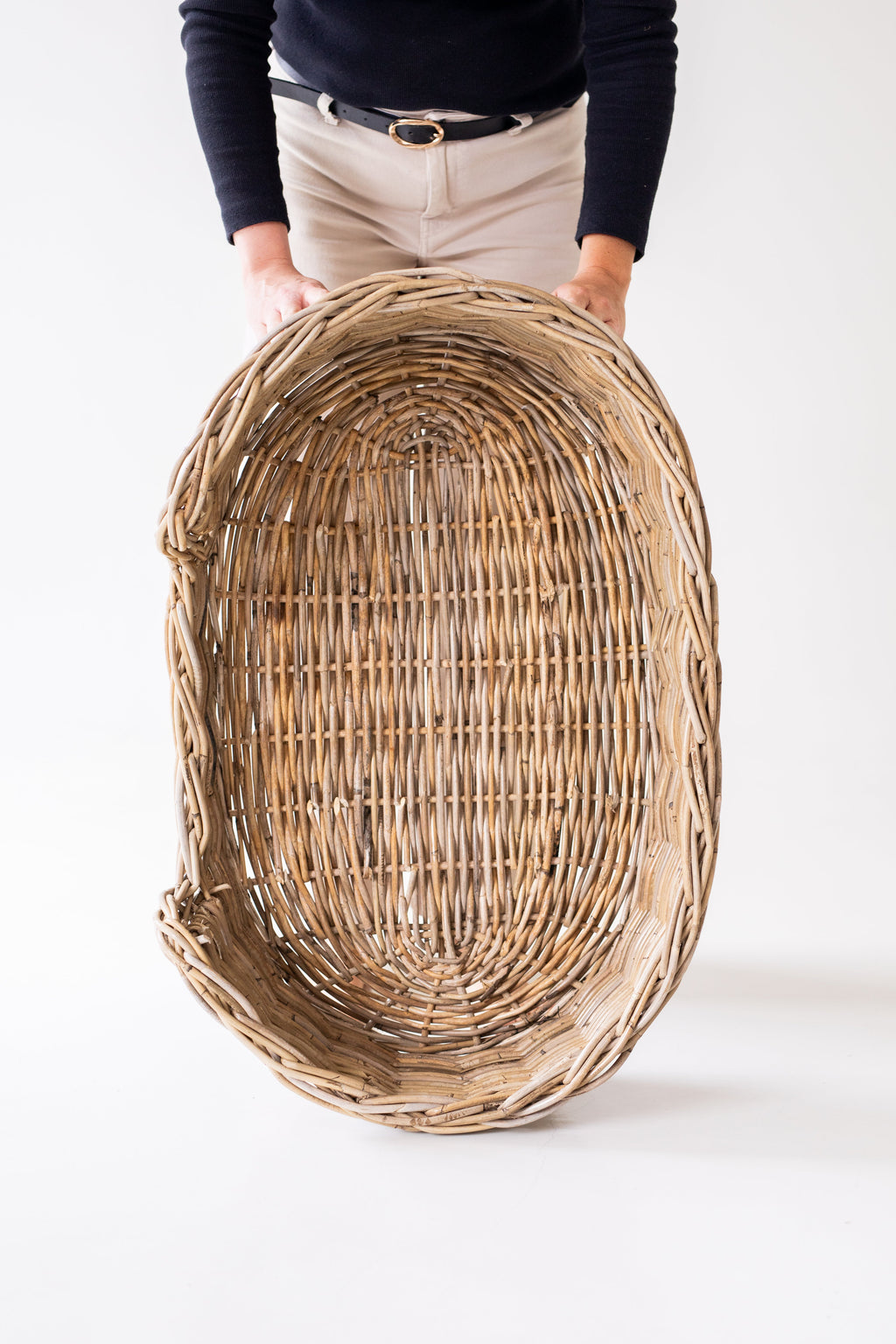 Oval Rattan Pet Bed with Pillow