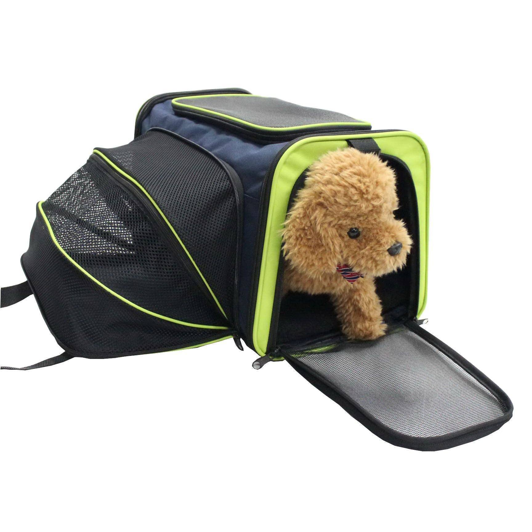 Pet Life ® 'Roomeo' Airline Approved Dual Expandable and Folding Collapsible Fashion Travel Pet Dog Carrier Crate